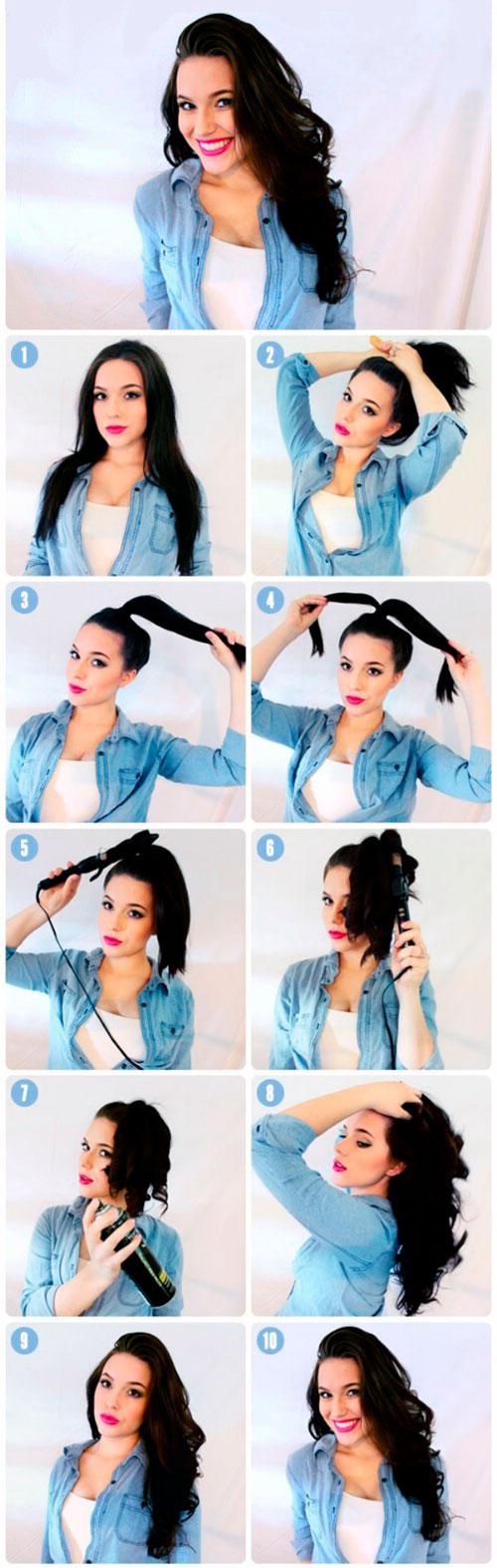 Домашние прически на каждый день за 5 минут. Легкие прически самой себе за 5 минут: пошаговые фото 15 Домашние прически на каждый день за 5 минут. Легкие прически самой себе за 5 минут: пошаговые фото 15