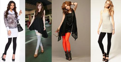 С какой обувью и одеждой носить цветные леггинсы 01