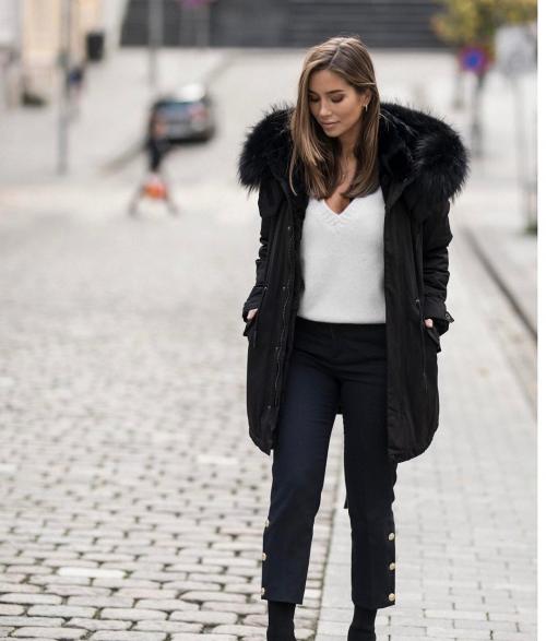 С чем носить черную женскую куртку. Стильные образы с женской черной курткой: зимние идеи и яркие аксессуары
