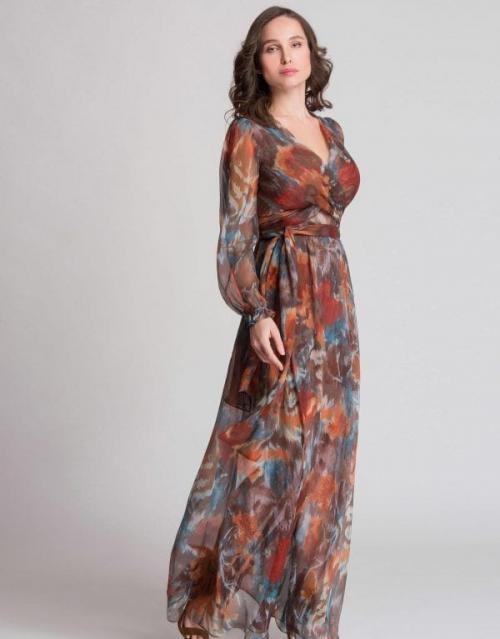 С чем носить шифоновое платье осенью. Популярные длинные модели шифоновых платьев