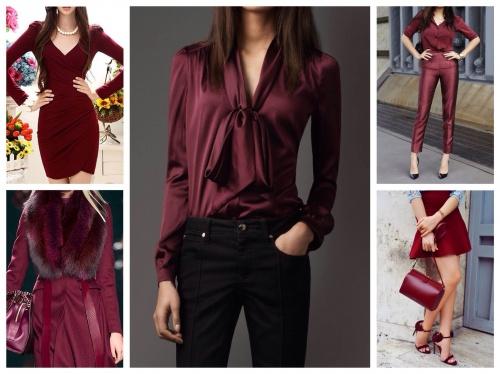 Сочетание бордового и зеленого. Сочетание бордового цвета в одежде