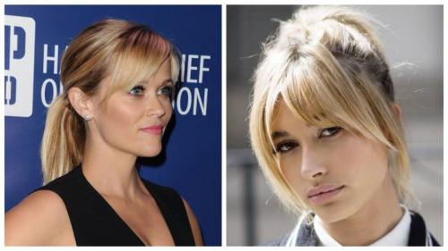 Блондинка с челкой шторкой. Челка шторка на короткие, средние и длинные волосы 2023: фото удлиненной шторки, на две стороны, для круглого лица