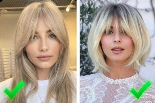 Блондинка с челкой шторкой. Челка шторка на короткие, средние и длинные волосы 2023: фото удлиненной шторки, на две стороны, для круглого лица