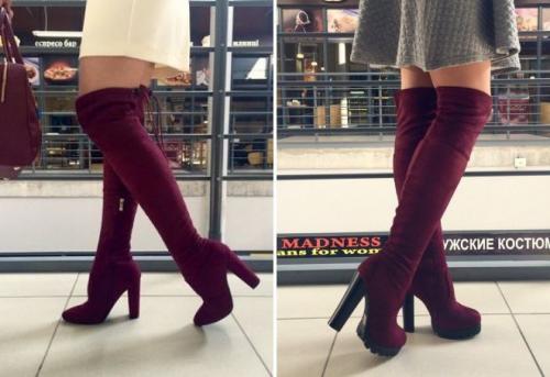 Можно ли носить бордовые замшевые ботфорты с брюками. С чем носить бордовые замшевые ботфорты?