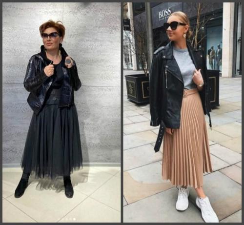 С чем носить косуху женщине 40 лет. Как носить куртку-косуху с платьями и юбками в 2021 году женщинам за 45