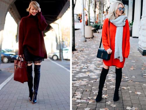 Как сочетать ботфорты замшевые на каблуке с разными нарядами 13