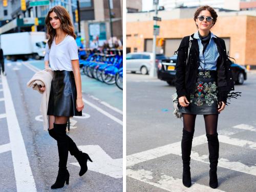 Как сочетать ботфорты замшевые на каблуке с разными нарядами 07