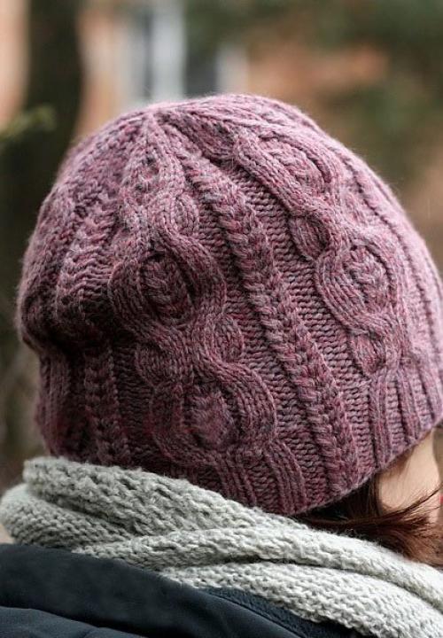 Шапка и варежки объемные КОСЫ спицами. 18 моделей женских шапок вязаных спицами косами со схемами, описанием и видео мк 03