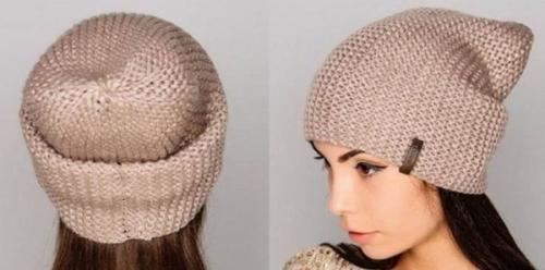 Вязание шапки бини спицами. Бини платочной вязкой