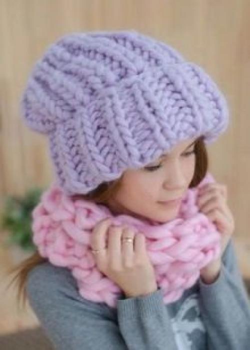 Шапка спицами из толстой пряжи без отворота. Шапка из толстой пряжи