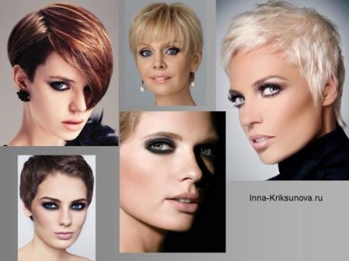 Как сочетать голой вид с короткой прической с разными типами макияжа. Короткая стрижка. Какой макияж к ней подходит